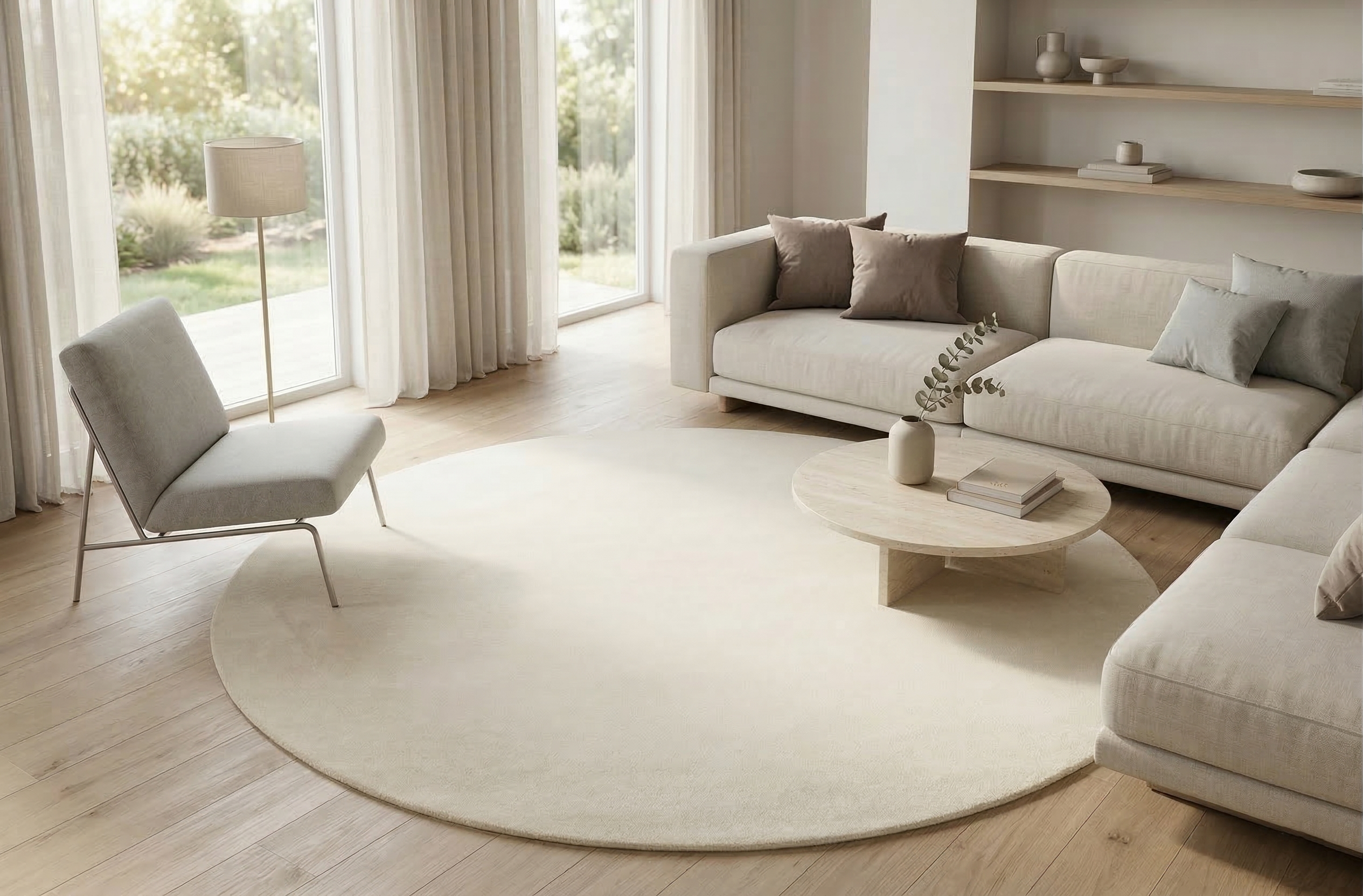 Rio Ivory Round - Handmade Rug Carpet Decor